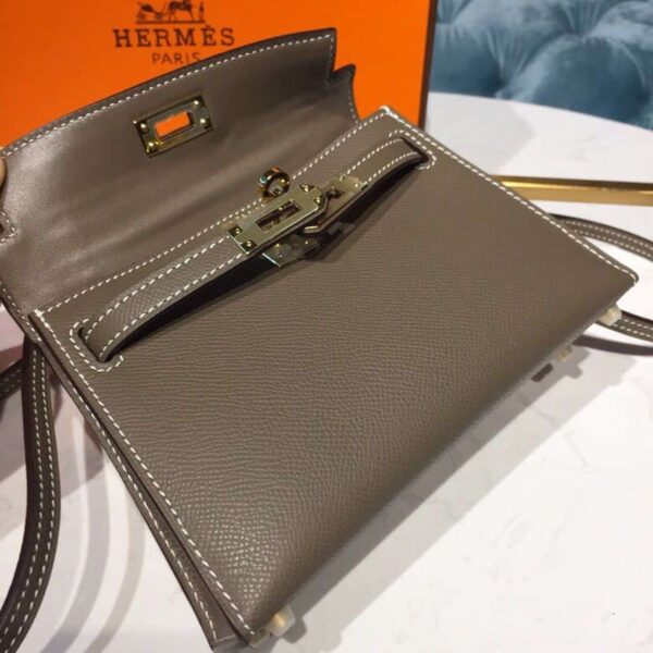 1:1 Replica Hermes Mini Kelly 20 Sellier Epsom Etoupe Bag For Women, Women's Handbags, Shoulder Bags 7.5in/20cm