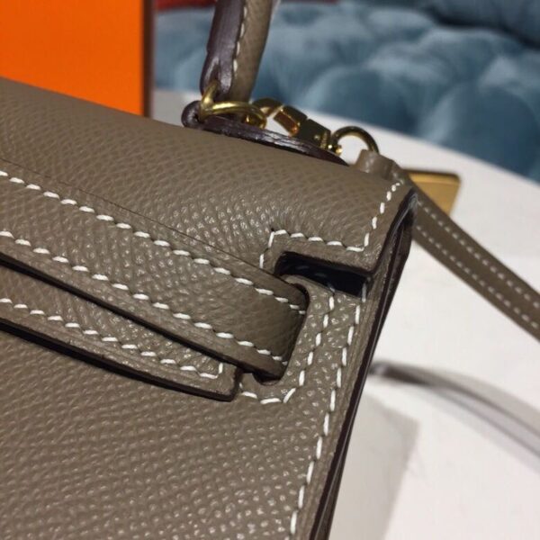 1:1 Replica Hermes Mini Kelly 20 Sellier Epsom Etoupe Bag For Women, Women's Handbags, Shoulder Bags 7.5in/20cm