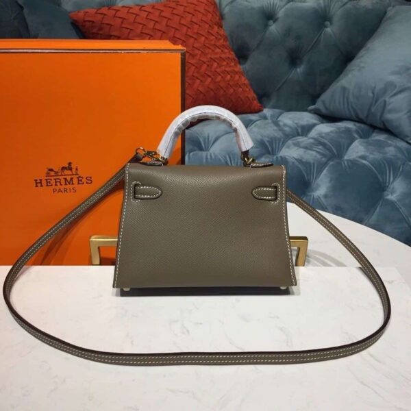 1:1 Replica Hermes Mini Kelly 20 Sellier Epsom Etoupe Bag For Women, Women's Handbags, Shoulder Bags 7.5in/20cm