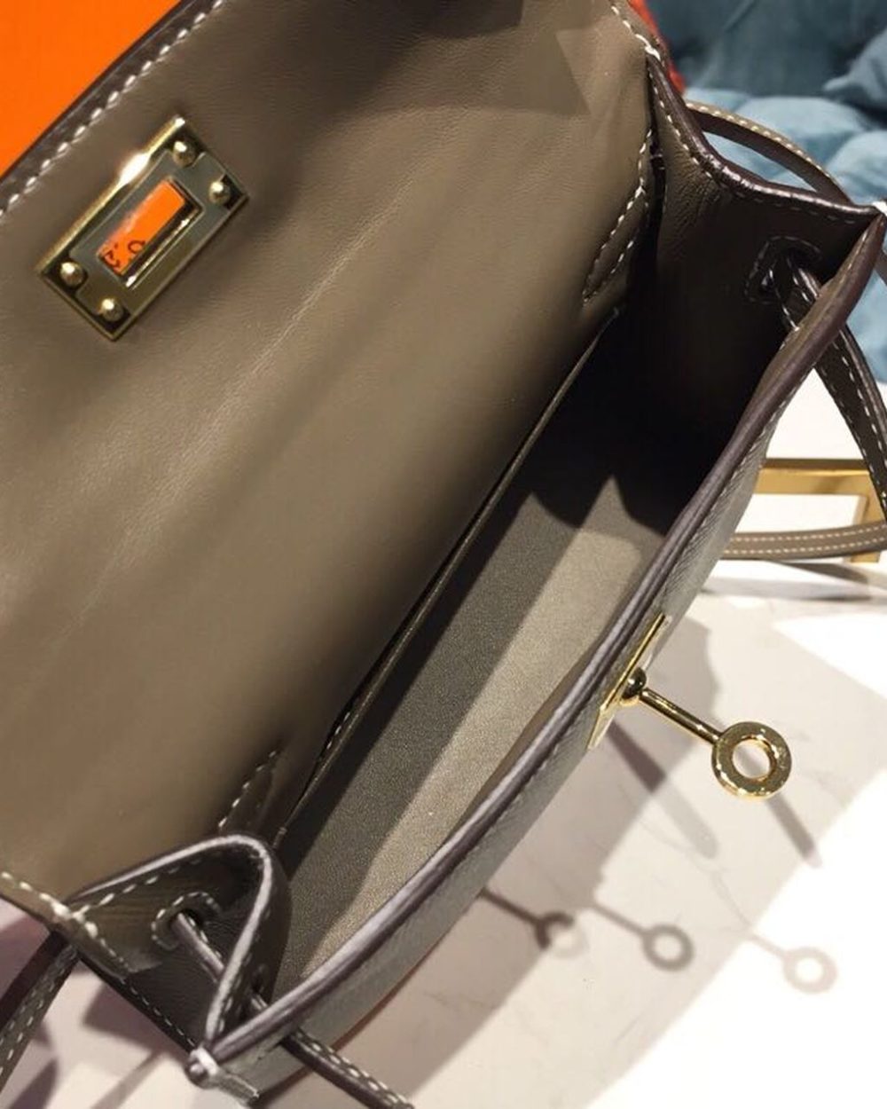 1:1 Replica Hermes Mini Kelly 20 Sellier Epsom Etoupe Bag For Women, Women's Handbags, Shoulder Bags 7.5in/20cm