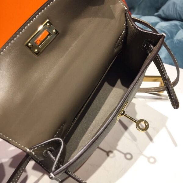 1:1 Replica Hermes Mini Kelly 20 Sellier Epsom Etoupe Bag For Women, Women's Handbags, Shoulder Bags 7.5in/20cm