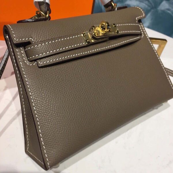 1:1 Replica Hermes Mini Kelly 20 Sellier Epsom Etoupe Bag For Women, Women's Handbags, Shoulder Bags 7.5in/20cm