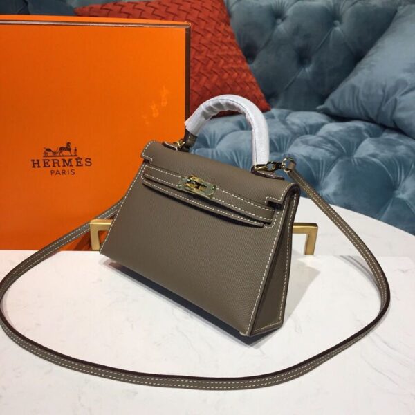 1:1 Replica Hermes Mini Kelly 20 Sellier Epsom Etoupe Bag For Women, Women's Handbags, Shoulder Bags 7.5in/20cm