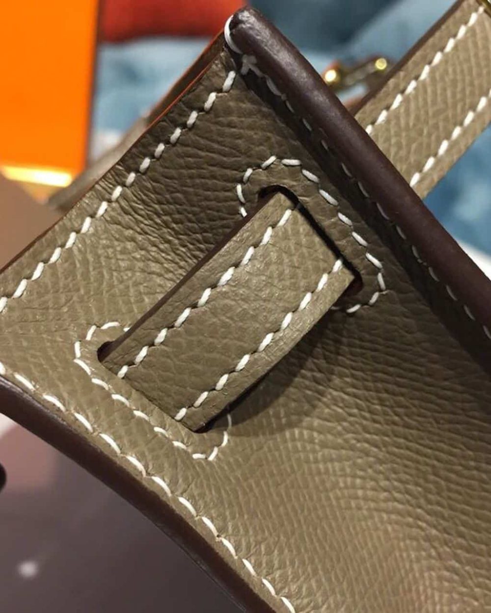 1:1 Replica Hermes Mini Kelly 20 Sellier Epsom Etoupe Bag For Women, Women's Handbags, Shoulder Bags 7.5in/20cm