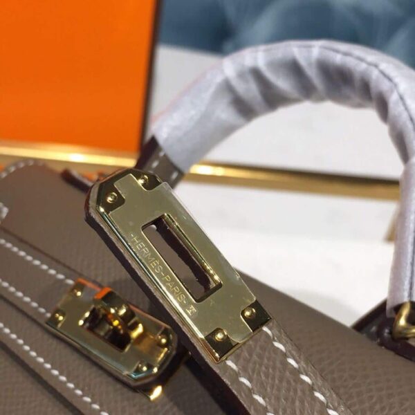 1:1 Replica Hermes Mini Kelly 20 Sellier Epsom Etoupe Bag For Women, Women's Handbags, Shoulder Bags 7.5in/20cm