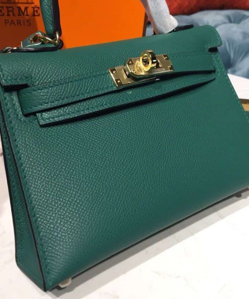 1:1 Replica Hermes Mini Kelly 20 Sellier Epsom Green Bag For Women, Women's Handbags, Shoulder Bags 7.5in/20cm