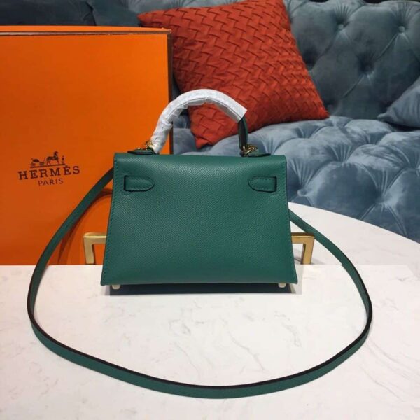 1:1 Replica Hermes Mini Kelly 20 Sellier Epsom Green Bag For Women, Women's Handbags, Shoulder Bags 7.5in/20cm