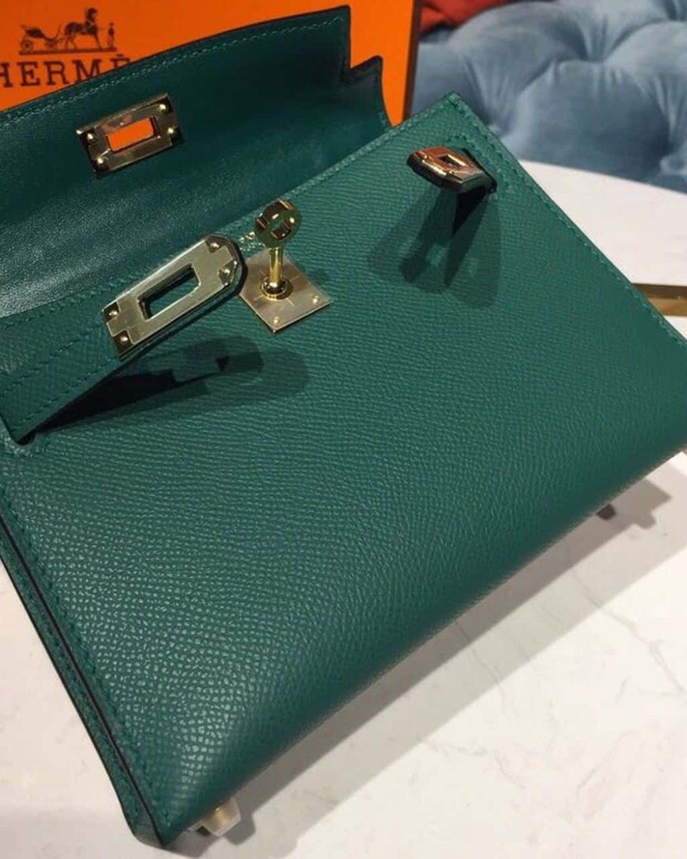 1:1 Replica Hermes Mini Kelly 20 Sellier Epsom Green Bag For Women, Women's Handbags, Shoulder Bags 7.5in/20cm