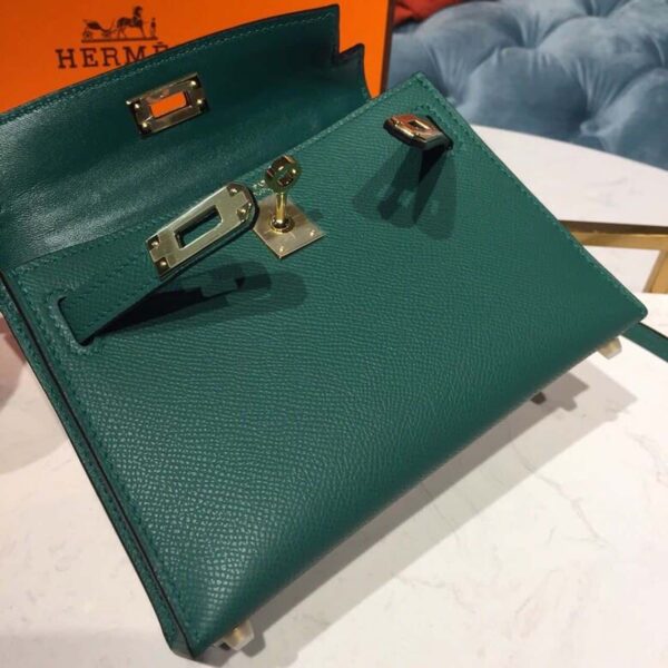 1:1 Replica Hermes Mini Kelly 20 Sellier Epsom Green Bag For Women, Women's Handbags, Shoulder Bags 7.5in/20cm