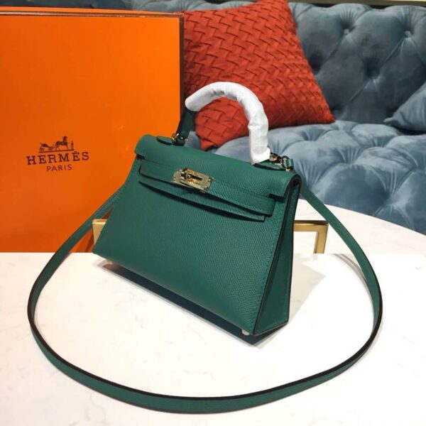 1:1 Replica Hermes Mini Kelly 20 Sellier Epsom Green Bag For Women, Women's Handbags, Shoulder Bags 7.5in/20cm