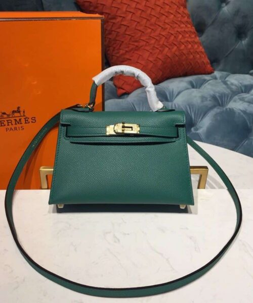 1:1 Replica Hermes Mini Kelly 20 Sellier Epsom Green Bag For Women, Women's Handbags, Shoulder Bags 7.5in/20cm