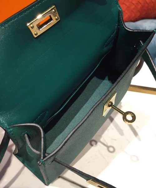 1:1 Replica Hermes Mini Kelly 20 Sellier Epsom Green Bag For Women, Women's Handbags, Shoulder Bags 7.5in/20cm