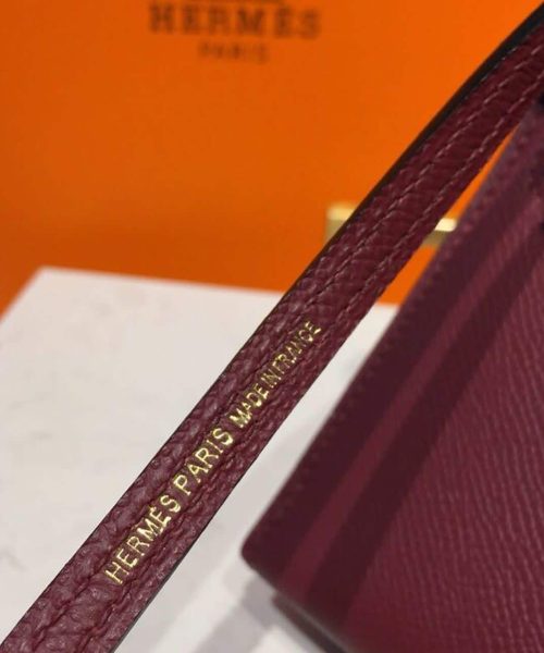 1:1 Replica Hermes Mini Kelly Burgundy For Women Gold Toned Hardware 7.5in/19cm