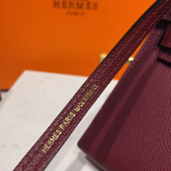 1:1 Replica Hermes Mini Kelly Burgundy For Women Gold Toned Hardware 7.5in/19cm