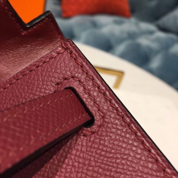 1:1 Replica Hermes Mini Kelly Burgundy For Women Gold Toned Hardware 7.5in/19cm