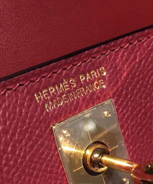 1:1 Replica Hermes Mini Kelly Burgundy For Women Gold Toned Hardware 7.5in/19cm