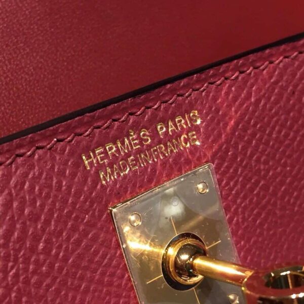 1:1 Replica Hermes Mini Kelly Burgundy For Women Gold Toned Hardware 7.5in/19cm