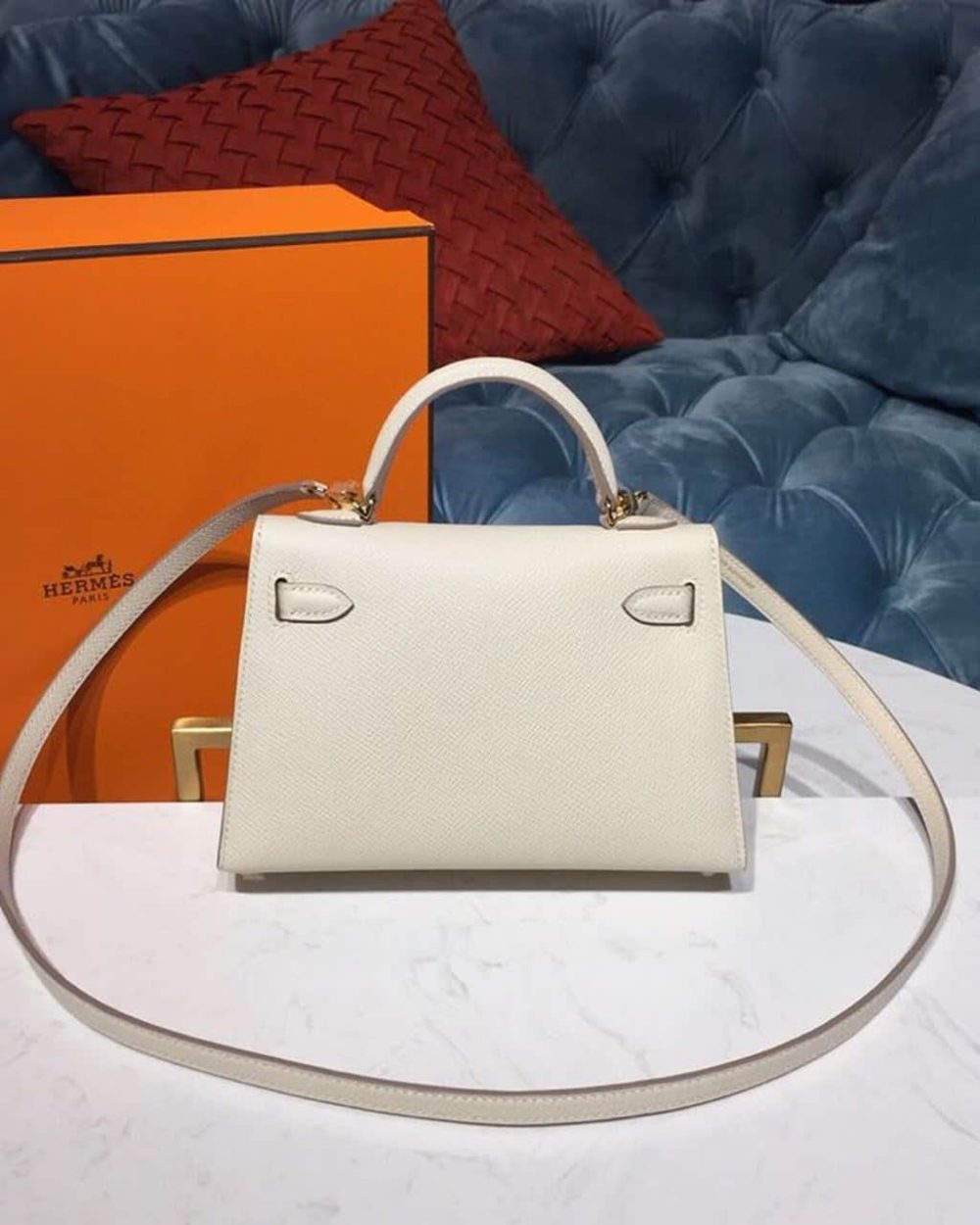 1:1 Replica Hermes Mini Kelly Craie For Women Gold-Toned Hardware 7.5in/19cm
