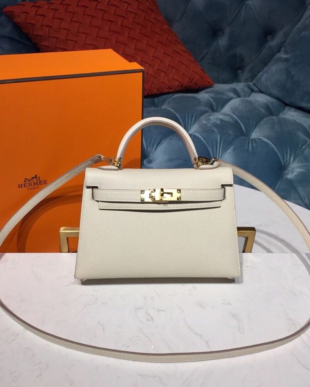 1:1 Replica Hermes Mini Kelly Craie For Women Gold-Toned Hardware 7.5in/19cm