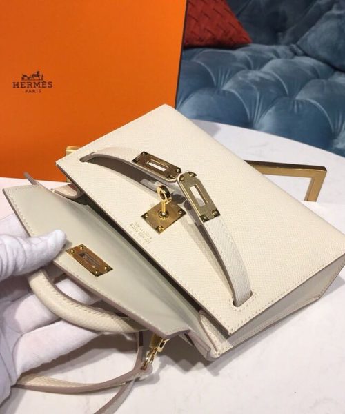 1:1 Replica Hermes Mini Kelly Craie For Women Gold-Toned Hardware 7.5in/19cm