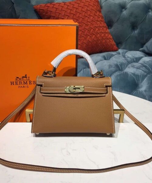 1:1 Replica Hermes Mini Kelly Gold For Women Gold Toned Hardware 7.5in/19cm