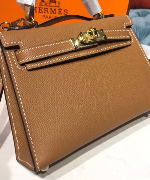 1:1 Replica Hermes Mini Kelly Gold For Women Gold Toned Hardware 7.5in/19cm