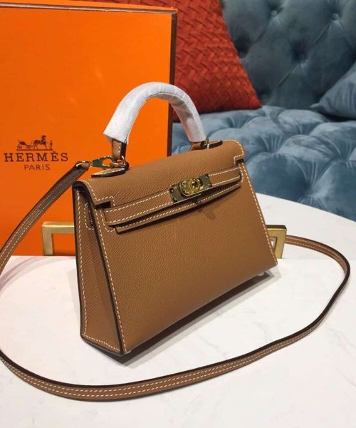 1:1 Replica Hermes Mini Kelly Gold For Women Gold Toned Hardware 7.5in/19cm