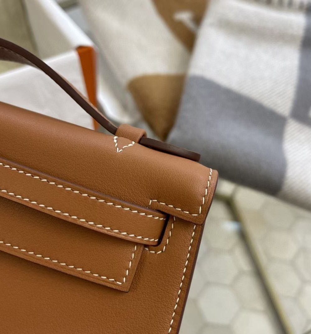 1:1 Replica Hermes Mini Kelly KP Pochette Black/Khaki Green/Yellow/Brown For Women 22cm / 8.7in