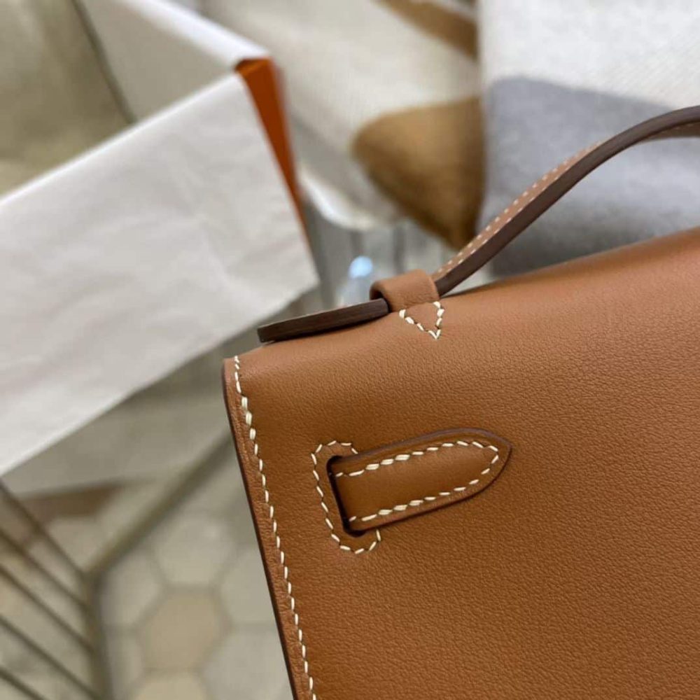 1:1 Replica Hermes Mini Kelly KP Pochette Black/Khaki Green/Yellow/Brown For Women 22cm / 8.7in - Image 29