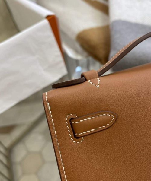 1:1 Replica Hermes Mini Kelly KP Pochette Black/Khaki Green/Yellow/Brown For Women 22cm / 8.7in