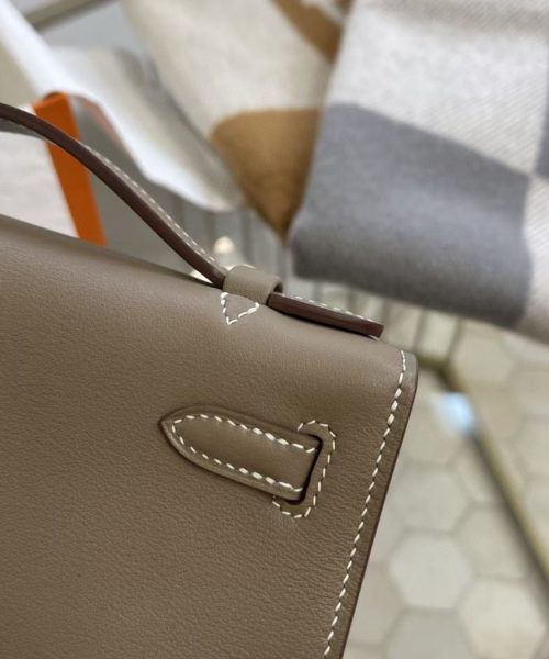 1:1 Replica Hermes Mini Kelly KP Pochette Black/Khaki Green/Yellow/Brown For Women 22cm / 8.7in