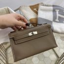 1:1 Replica Hermes Mini Kelly KP Pochette Black/Khaki Green/Yellow/Brown For Women 22cm / 8.7in