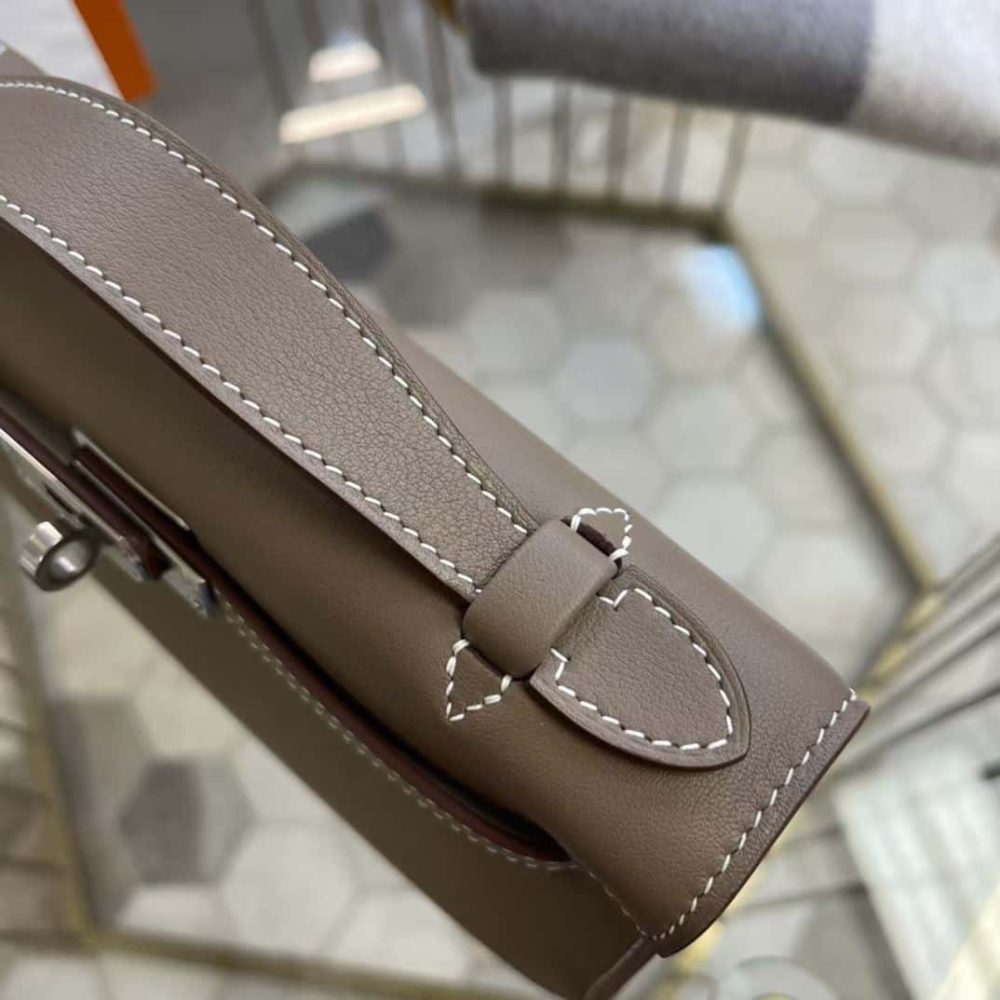 1:1 Replica Hermes Mini Kelly KP Pochette Black/Khaki Green/Yellow/Brown For Women 22cm / 8.7in - Image 23