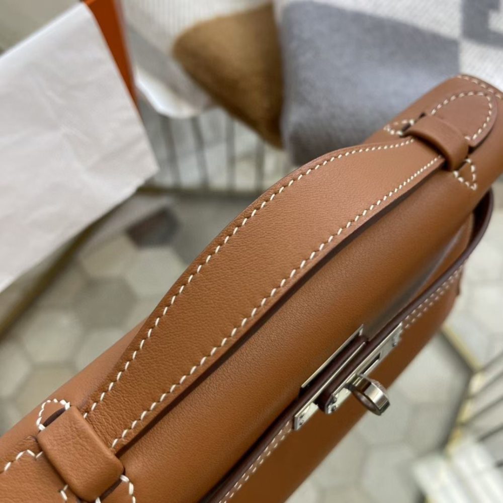 1:1 Replica Hermes Mini Kelly KP Pochette Black/Khaki Green/Yellow/Brown For Women 22cm / 8.7in - Image 25