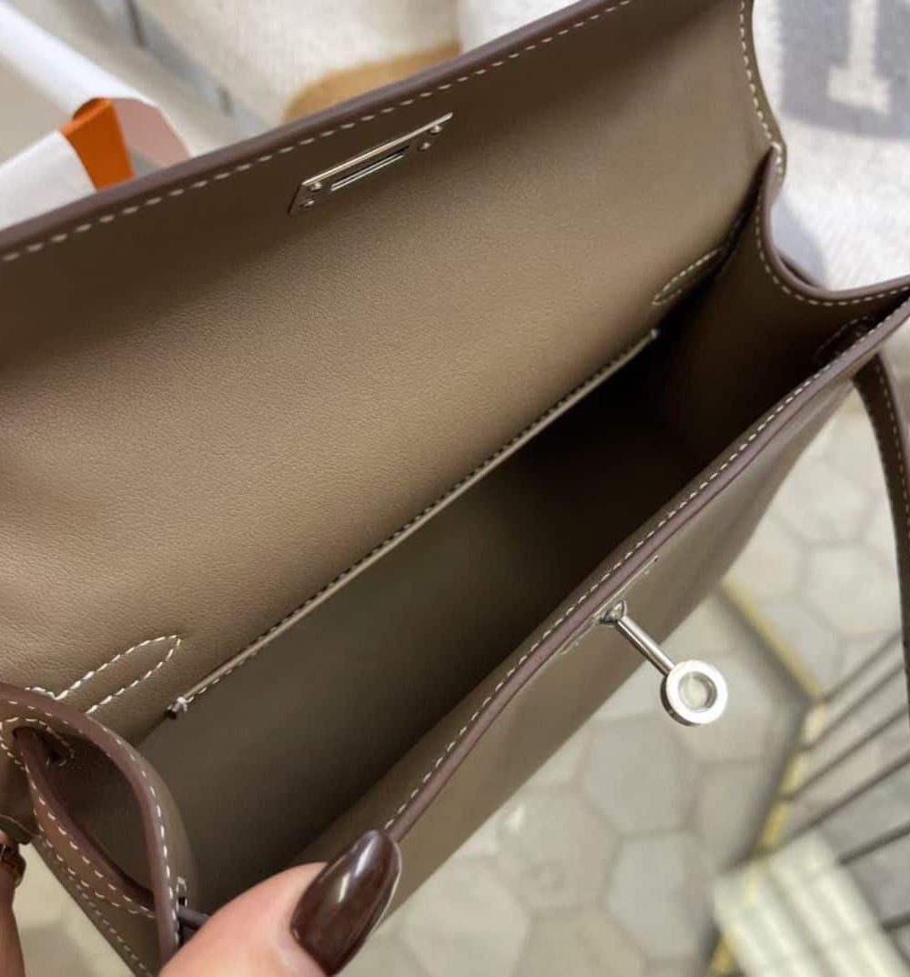 1:1 Replica Hermes Mini Kelly KP Pochette Black/Khaki Green/Yellow/Brown For Women 22cm / 8.7in