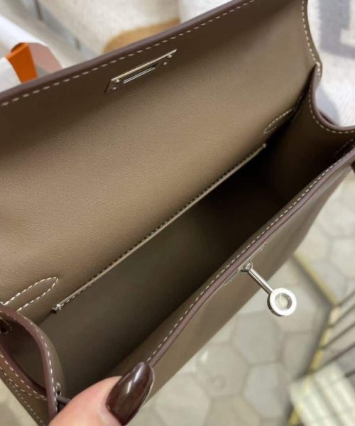 1:1 Replica Hermes Mini Kelly KP Pochette Black/Khaki Green/Yellow/Brown For Women 22cm / 8.7in