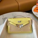 1:1 Replica Hermes Mini Kelly KP Pochette Black/Khaki Green/Yellow/Brown For Women 22cm / 8.7in