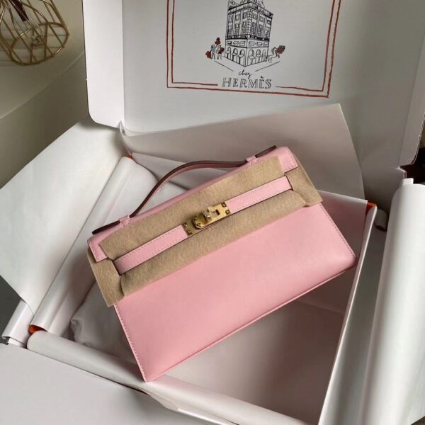 1:1 Replica Hermes Mini Kelly KP Pochette Black/Light Brown/Pink/Yellow/White For Women 22cm / 8.7in