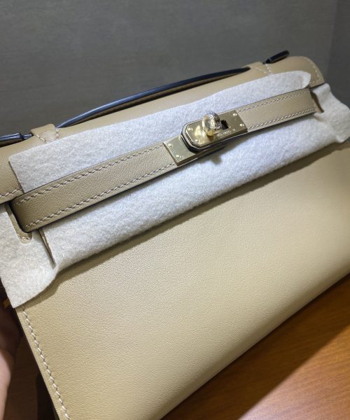 1:1 Replica Hermes Mini Kelly KP Pochette Black/Light Brown/Pink/Yellow/White For Women 22cm / 8.7in