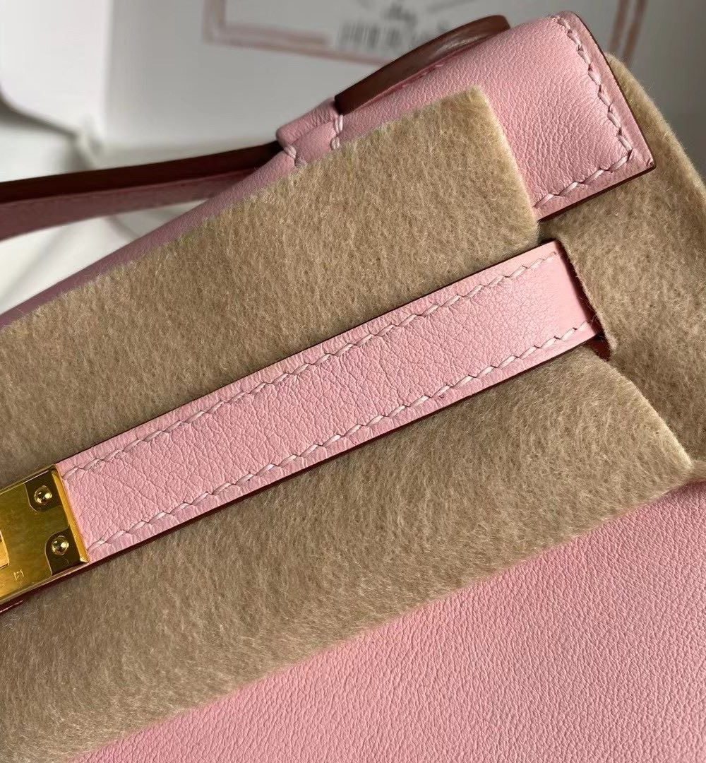 1:1 Replica Hermes Mini Kelly KP Pochette Black/Light Brown/Pink/Yellow/White For Women 22cm / 8.7in