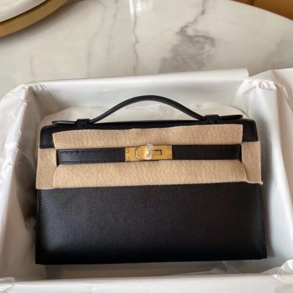 1:1 Replica Hermes Mini Kelly KP Pochette Black/Light Brown/Pink/Yellow/White For Women 22cm / 8.7in