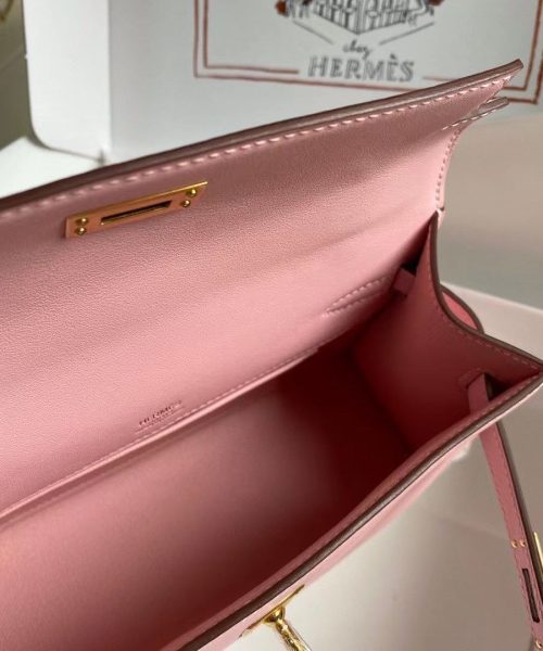 1:1 Replica Hermes Mini Kelly KP Pochette Black/Light Brown/Pink/Yellow/White For Women 22cm / 8.7in