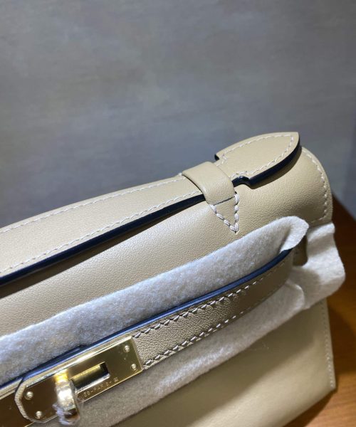 1:1 Replica Hermes Mini Kelly KP Pochette Black/Light Brown/Pink/Yellow/White For Women 22cm / 8.7in