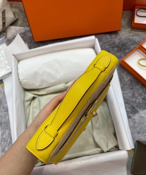 1:1 Replica Hermes Mini Kelly KP Pochette Black/Light Brown/Pink/Yellow/White For Women 22cm / 8.7in