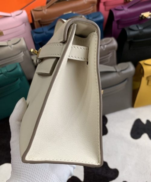 1:1 Replica Hermes Mini Kelly KP Pochette Black/Light Brown/Pink/Yellow/White For Women 22cm / 8.7in