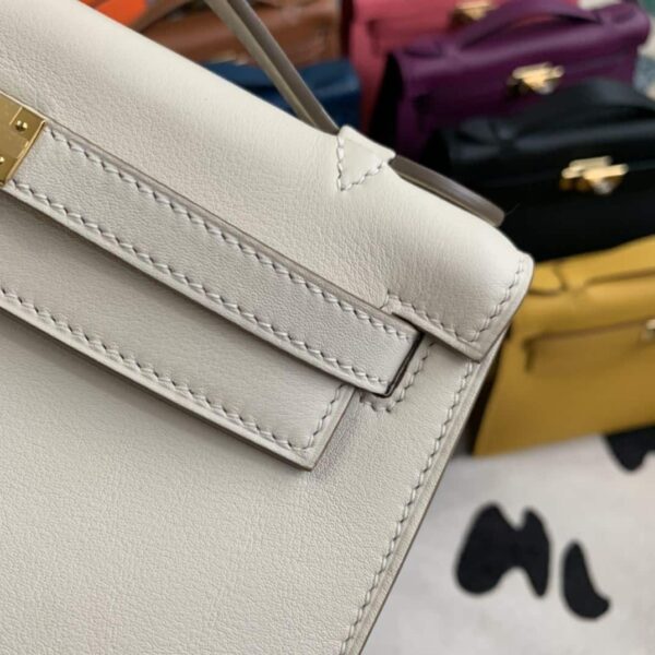 1:1 Replica Hermes Mini Kelly KP Pochette Black/Light Brown/Pink/Yellow/White For Women 22cm / 8.7in