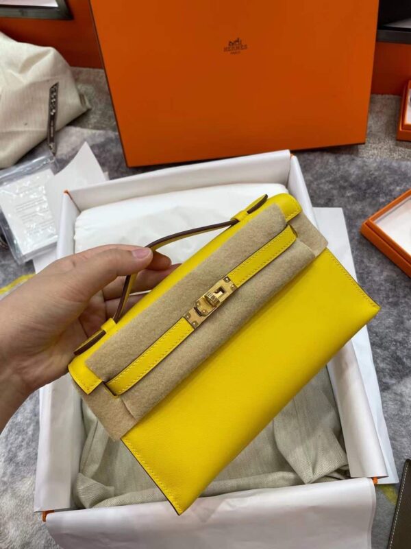 1:1 Replica Hermes Mini Kelly KP Pochette Black/Light Brown/Pink/Yellow/White For Women 22cm / 8.7in