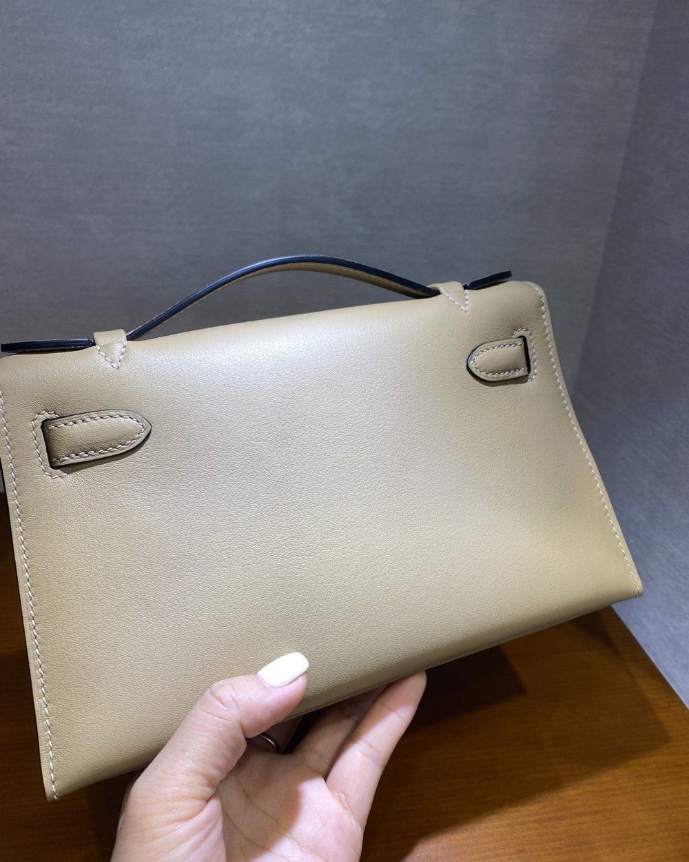 1:1 Replica Hermes Mini Kelly KP Pochette Black/Light Brown/Pink/Yellow/White For Women 22cm / 8.7in