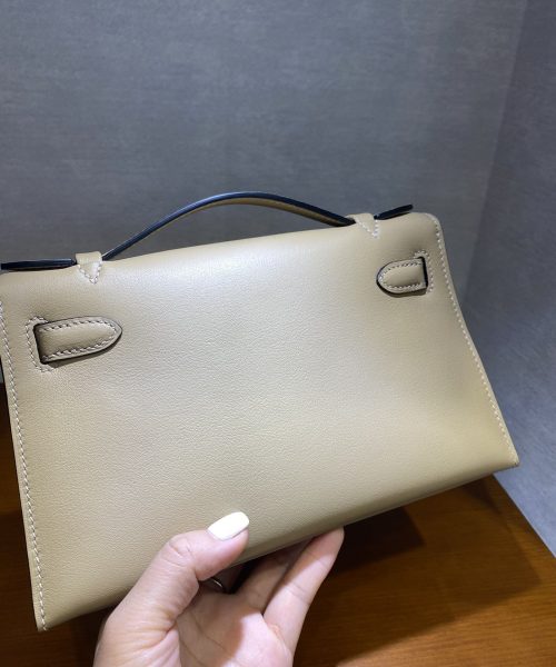 1:1 Replica Hermes Mini Kelly KP Pochette Black/Light Brown/Pink/Yellow/White For Women 22cm / 8.7in