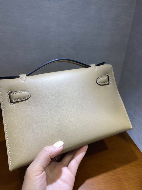 1:1 Replica Hermes Mini Kelly KP Pochette Black/Light Brown/Pink/Yellow/White For Women 22cm / 8.7in